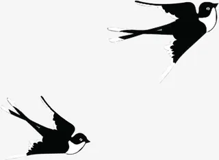 春天黑色漫画燕子免抠装饰动物元素