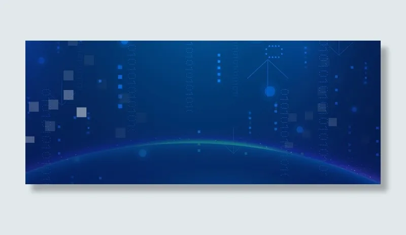 科技地球几何色块蓝色banner高清