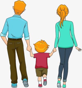 一家三口的背影免抠