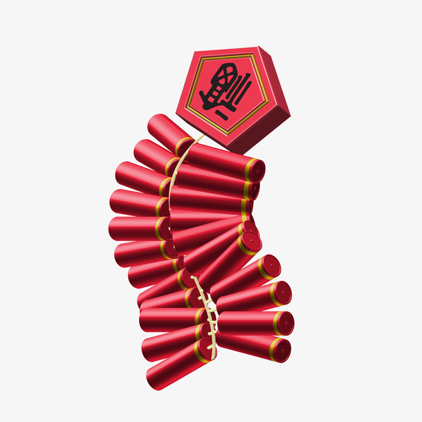 中国风炮竹设计元素免抠