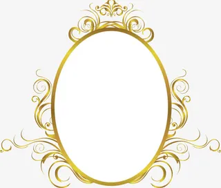 金色椭圆边框免抠