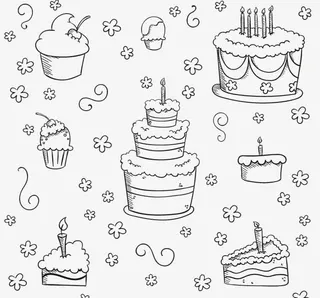 手绘蛋糕元素背景矢量素材