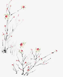 粉色花朵树枝插图装饰免抠