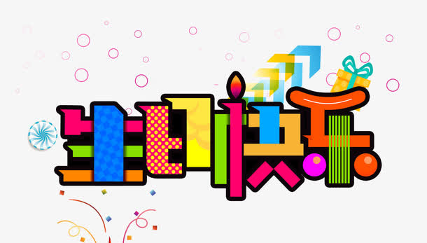 生日快乐艺术字免抠