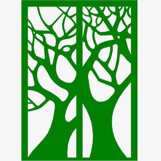 镂空木雕绿色花纹免抠