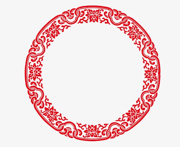 中国红中式圆形边框PNG图片免抠