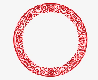 中国红中式圆形边框PNG图片免抠