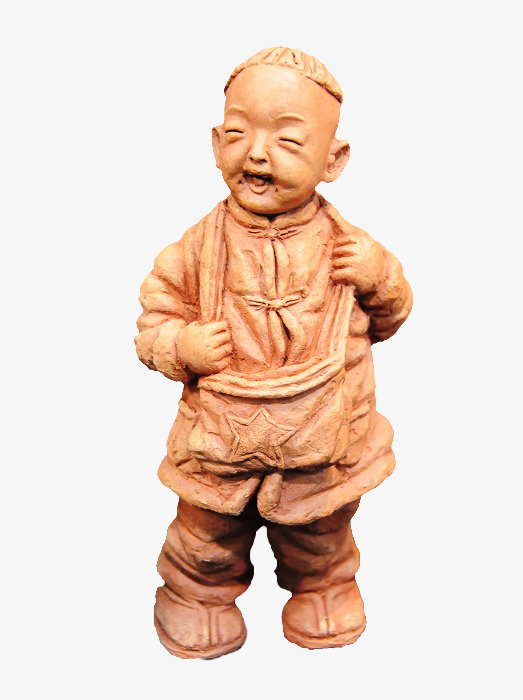 泥塑挎着包的男孩免抠