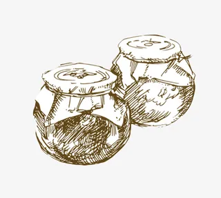 手绘线条密封酒坛免抠