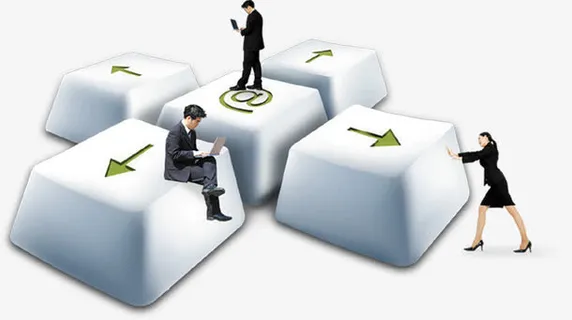 键盘上的职场商务人士免抠