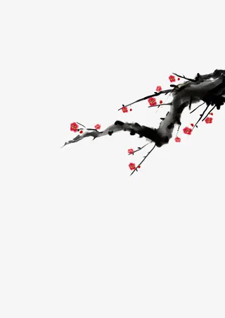 水墨梅花边角装饰免抠