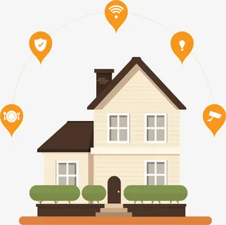 米色洋房智慧家居免抠