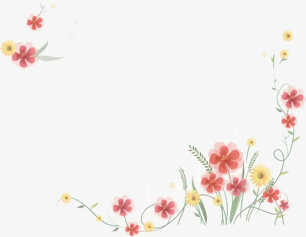 红色花朵边框免抠