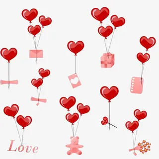 红色爱心气球礼物免抠