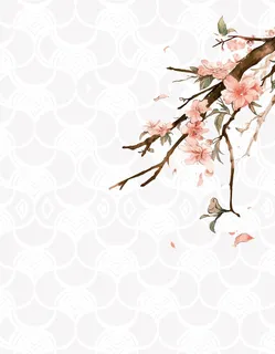 矢量古风中国风手绘花枝背景素材高清