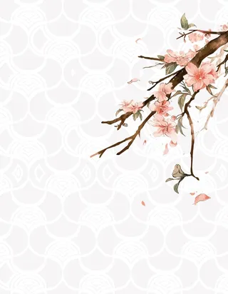 矢量古风中国风手绘花枝背景素材高清