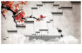 徽派建筑海报背景模板高清