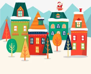 节日小镇景色风光免抠