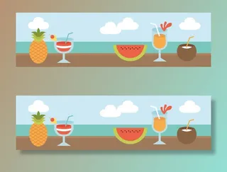 夏日冷饮banner背景免抠