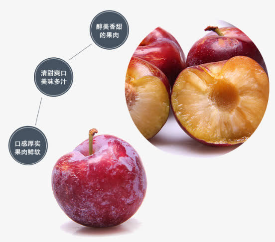 天然大红李子免抠