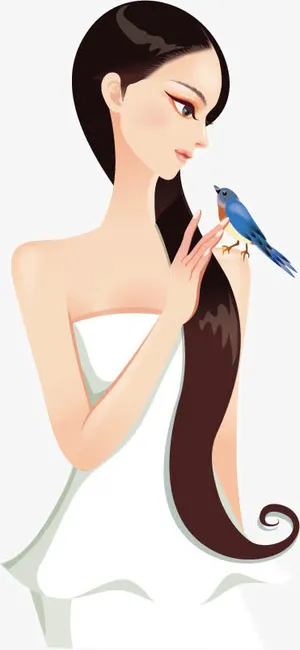 手绘卡通美女免抠