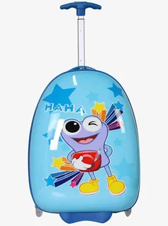 蓝色卡通蛋壳小学生拉杆书包免抠