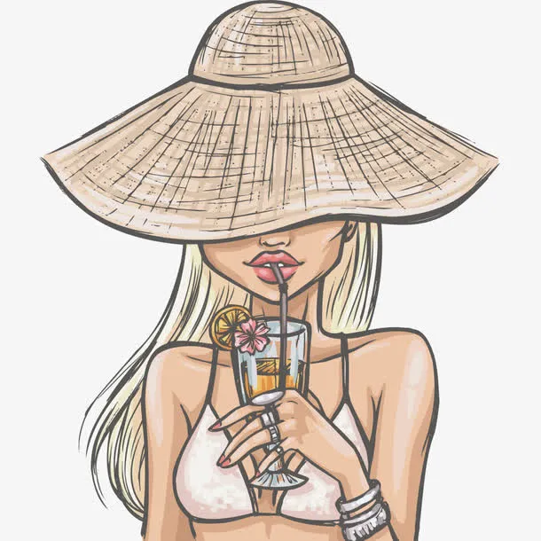 喝鸡尾酒的比基尼美女免抠