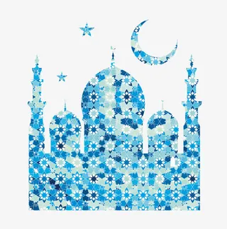 快乐的开斋节的问候在蓝色色调免抠