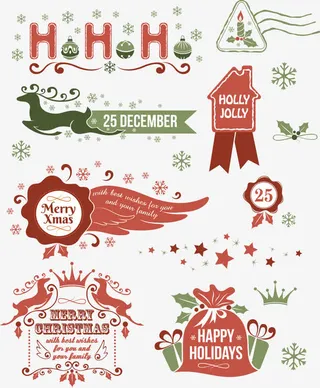 矢量圣诞海报标签素材免抠