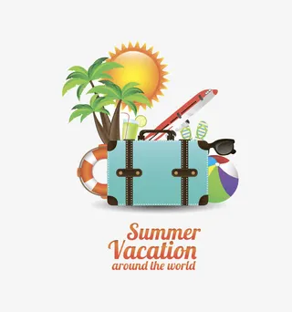 夏天行李箱素材免抠免抠