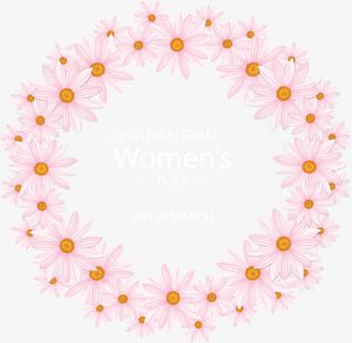 浪漫粉红雏菊边框免抠