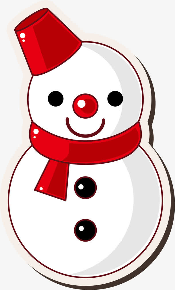 红色卡通可爱雪人免抠