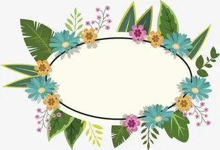 蓝色小雏菊标题框免抠