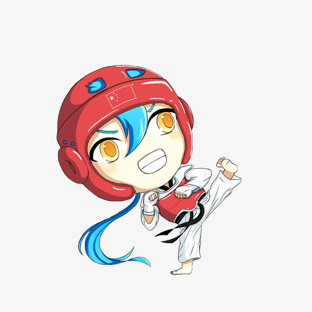 卡通搏击女孩素材免抠