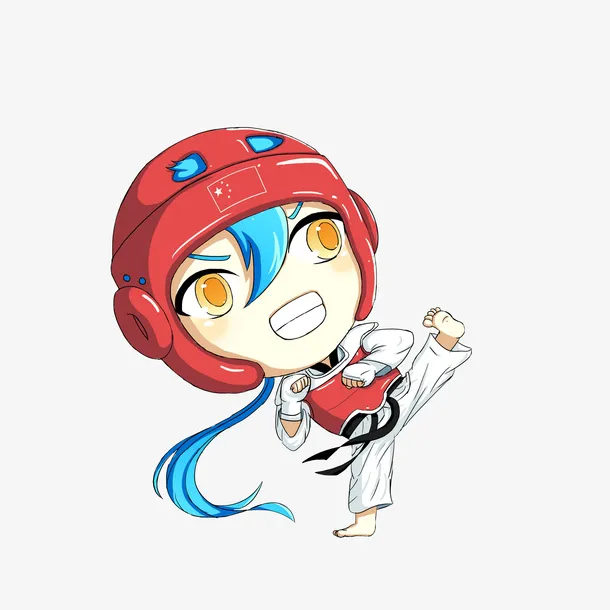 卡通搏击女孩素材免抠
