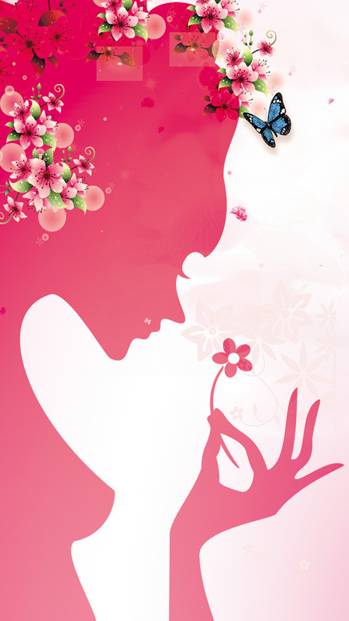 红色女性花朵妇女节PS源文件H5背景素材高清