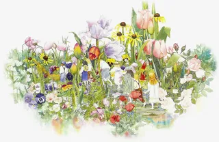 春天的花丛免抠