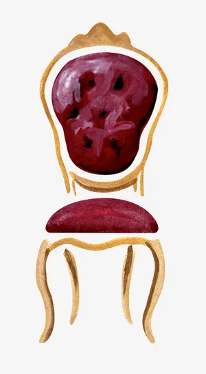 雕花单人座沙发插画免抠