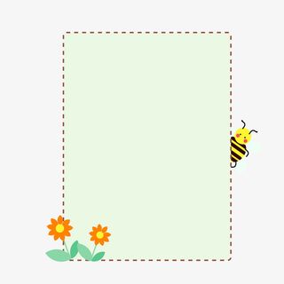 边框卡通边框蜜蜂花朵线型边框免抠