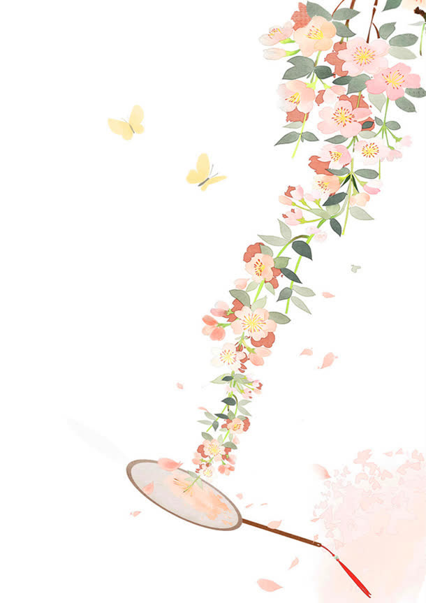 手绘中国风各色花朵免抠