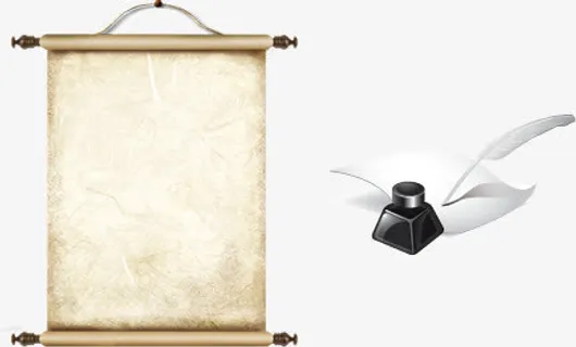 卷轴和书写免抠