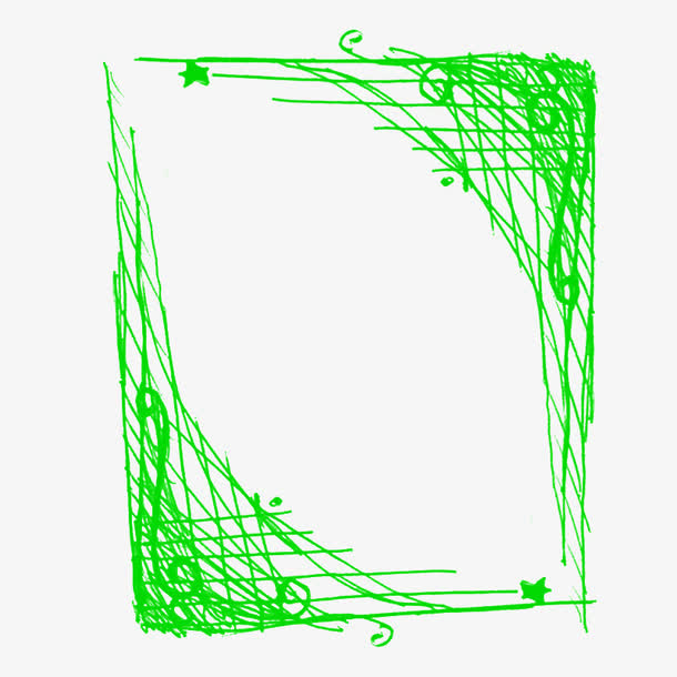 绿色框架粉笔图案免抠