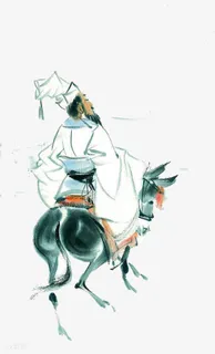 水墨古人装饰设计图免抠