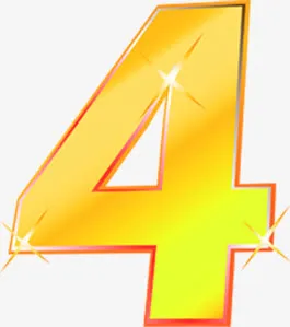 黄色渐变星光数字4免抠
