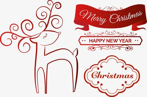 红色烫金装饰矢量素材免抠