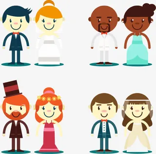 可爱扁平结婚人物免抠