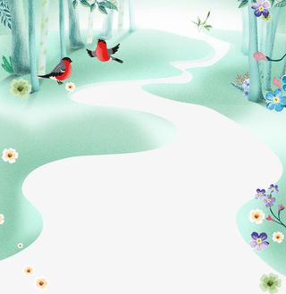 春季美丽草地燕子免抠