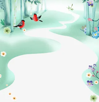 春季美丽草地燕子免抠