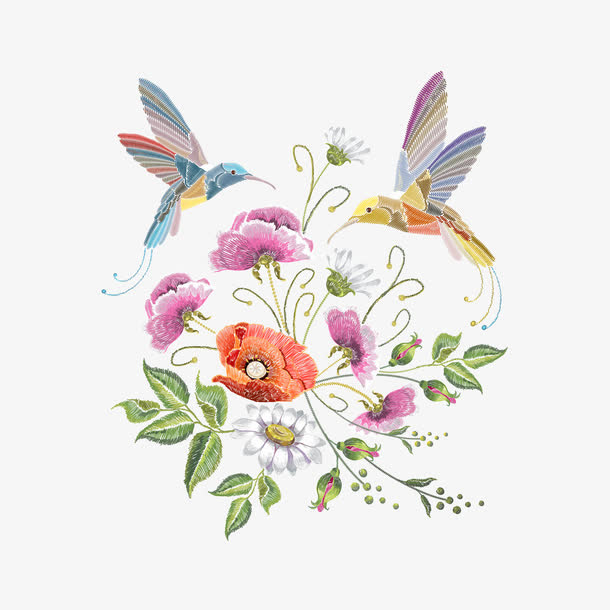 手绘花鸟下载免抠