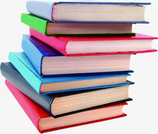 春天彩色学校书籍免抠